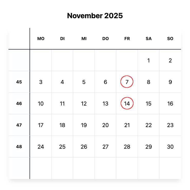 FAFNIRKELLER Kalender November 2025